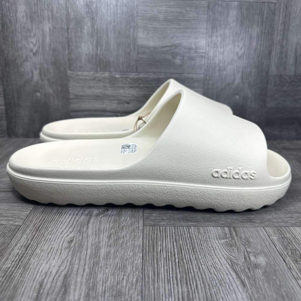 Adidas Adicane Slides Mens 9 Off-White Cream Foam Sandals NEW JP9578